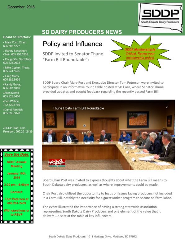 SDDP Member Newsletter December 2018