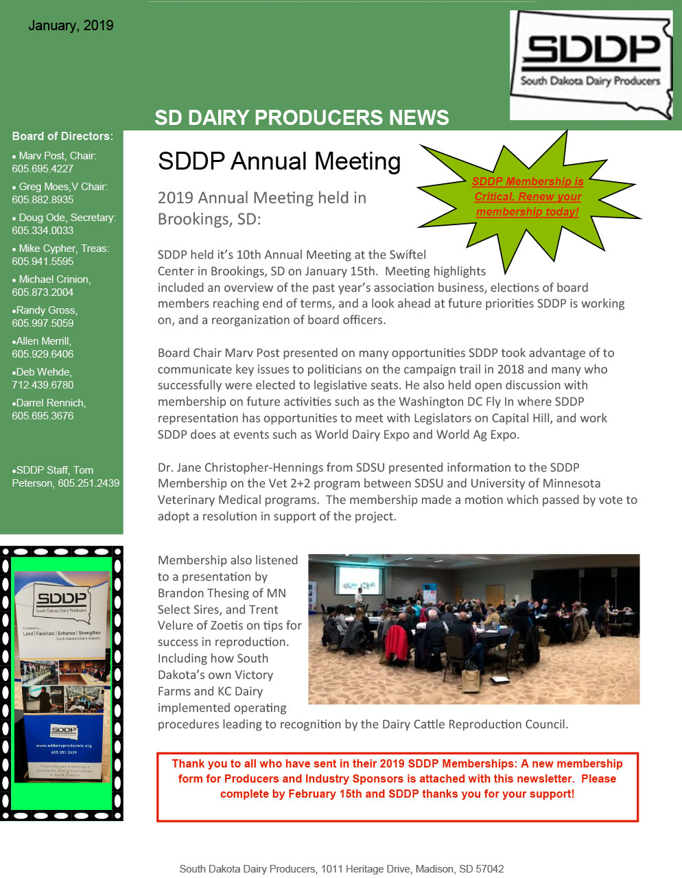 SDDP Member Newsletter January 2019