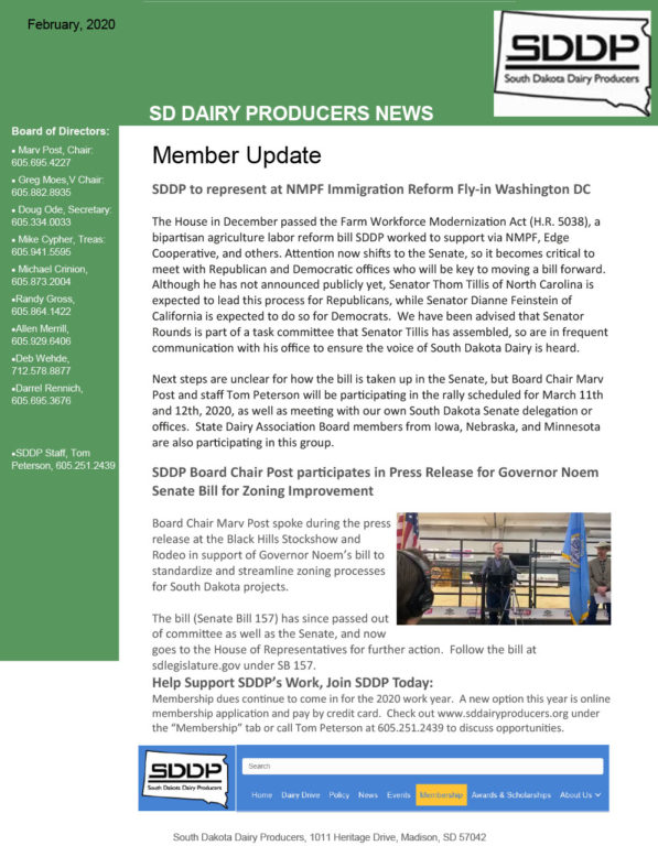 SDDP Member Newsletter February 2020