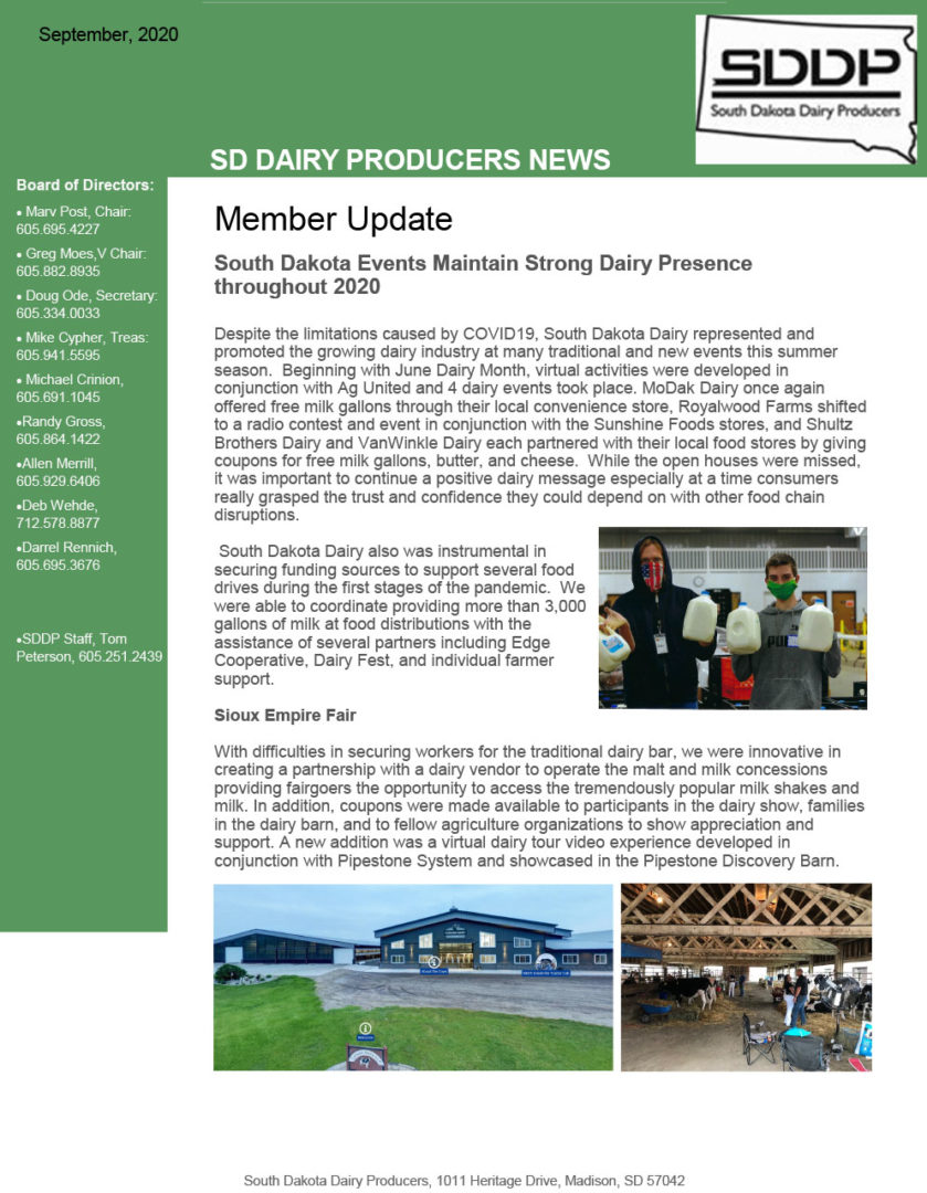 SDDP Member Newsletter September 2020