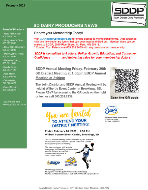 SDDP Member Newsletter February 12 2021