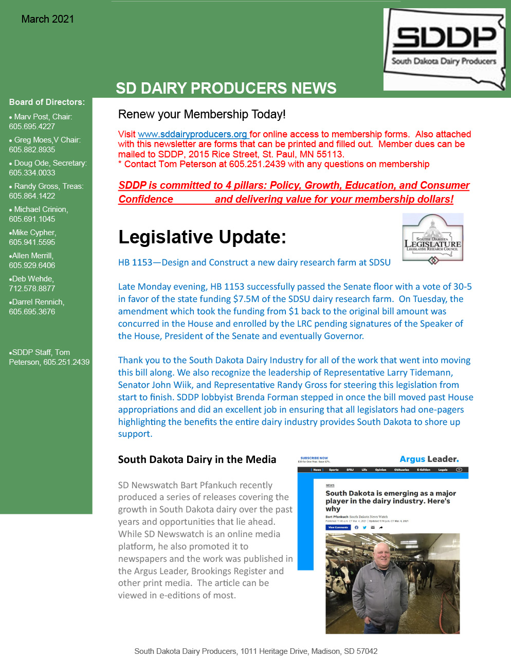 SDDP Member Newsletter March 2021