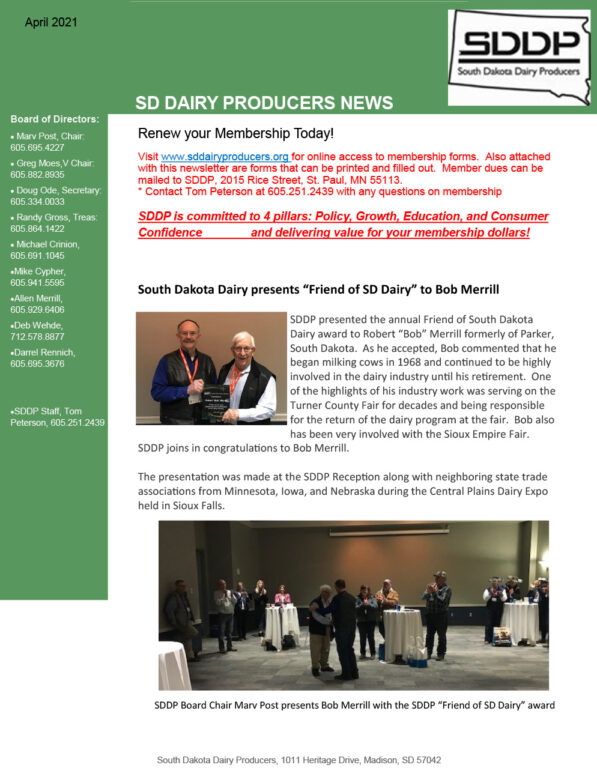 SDDP Member Newsletter April 2021