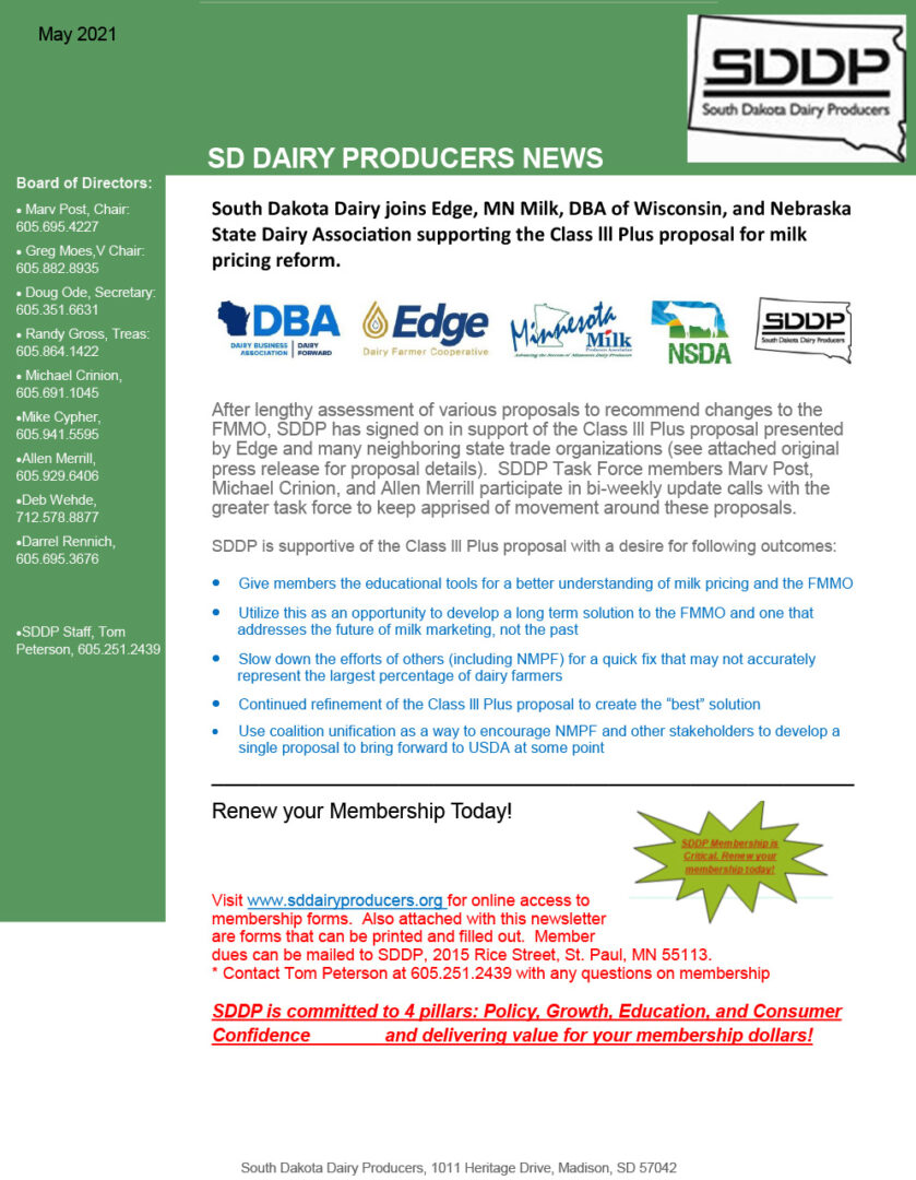 SDDP Member Newsletter May 2021