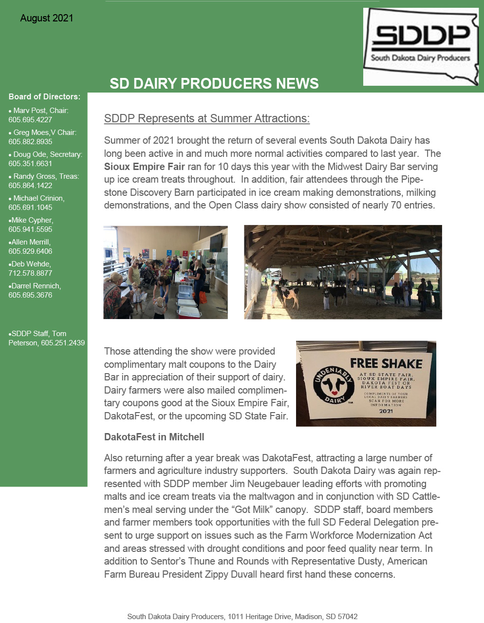 SDDP Member Newsletter August 2021