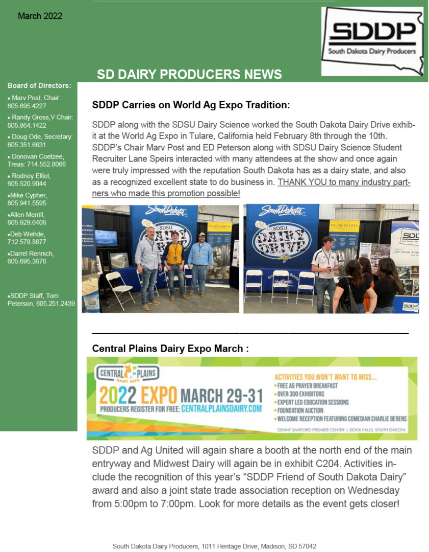 SDDP Member Newsletter March 2022