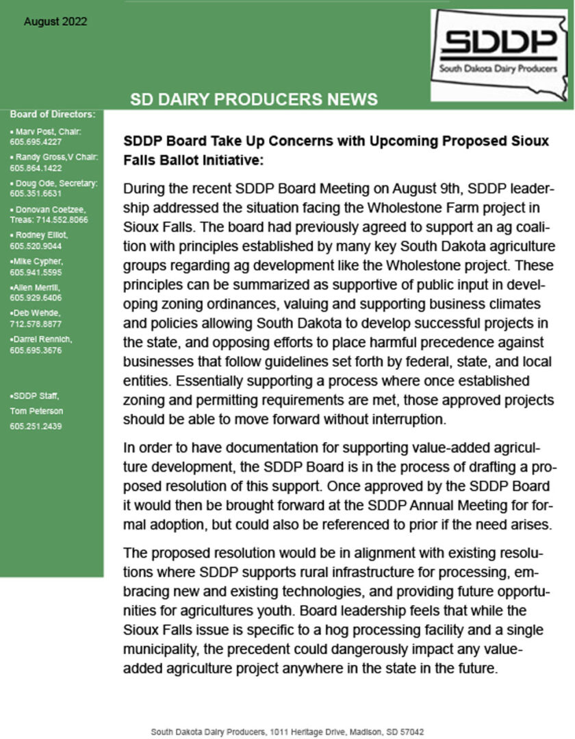 SDDP Member Update Newsletter-August-2022